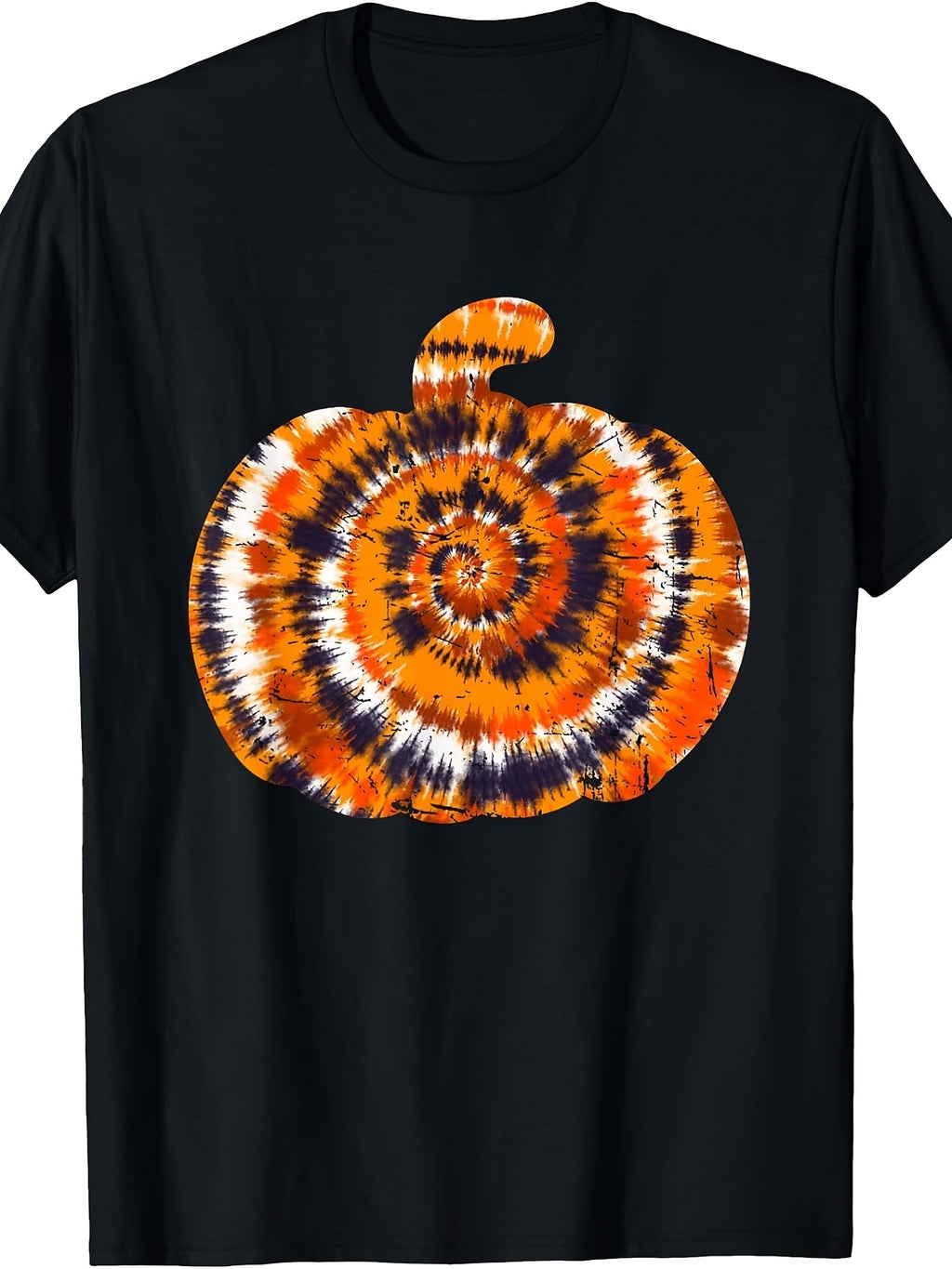 Fun Halloween Tie Dye Pumpkin Hippie Aesthetic Graphic Tee for Men Women, Cute Psychedelic Fall Short Sleeve T-Shirt, Casual Crew Neck Top for Halloween Gift