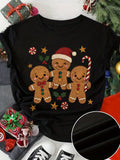 Women Christmas Graphic Print T-shirt, Short Sleeve Crew Neck Casual Top for Summer & Spring, Women's Clothing， Xmas Holiday Top