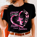 Women’s Breast Cancer Survivor Graphic T‑Shirt, Pink Butterfly Blessed Warrior Short‑Sleeve Tee,Women Clothing