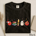 Women’s Cute Christmas Teacher Graphic T‑Shirt, Festive Classroom Holiday Crew Neck Short‑Sleeve Casual Tee with School Character Print