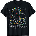 Cute Cat Meowy Christmas Light Cat Lover Mom Dad Merry Xmas T-Shirt