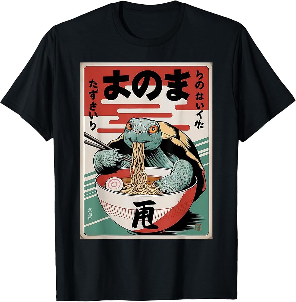 Ramen Japanese Funny Kawaii Turtle Graphic Mens Gifts Anime T-Shirt