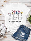 Women’s Christian Floral Graphic T‑Shirt, Fruits of the Spirit Faith Inspirational Casual Cotton Tee，Women Clothing